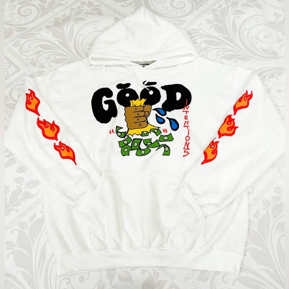 FashionNova Good Money Hoodie White Large